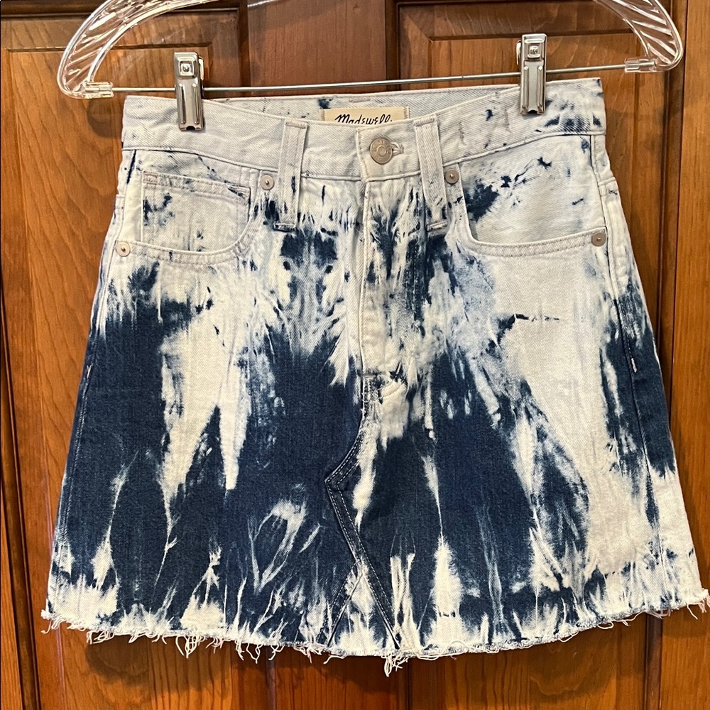 MADEWELL Rigid Denim A Line Tie Dye Skirt
